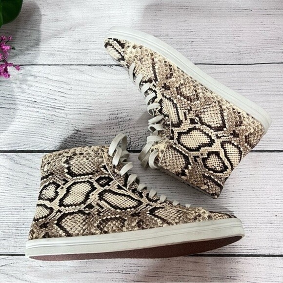 FREDA Salvador Snake Print High Top Lace Up Sneakers Size 8 - Picture 5 of 12